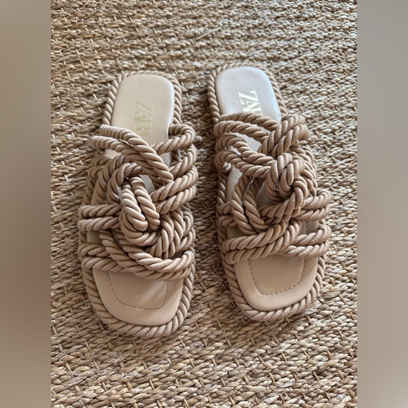 Zara Tan Rope Sandals - Picture 6 of 11